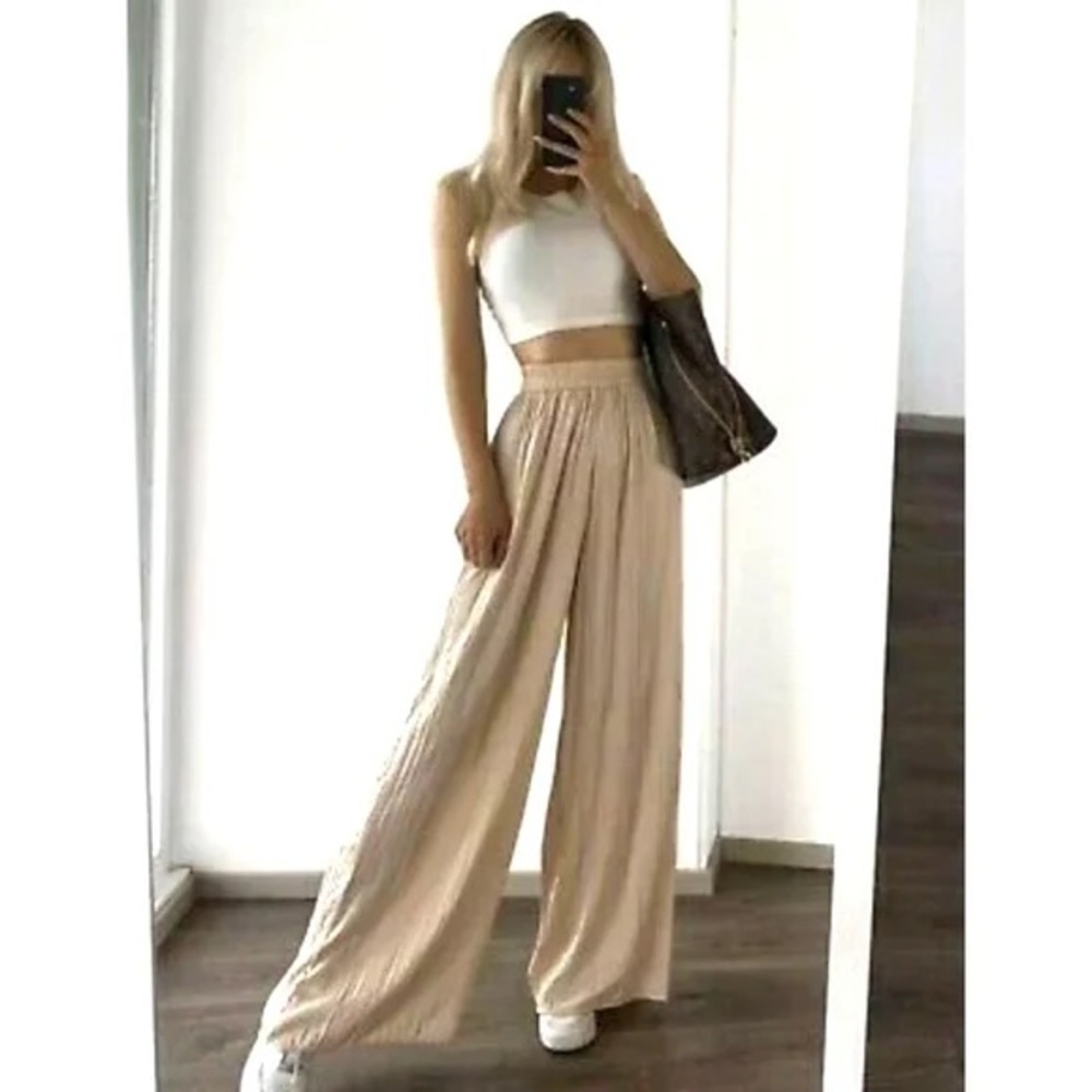 Zara High Waist Wide Leg Palazzo Pants
